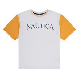 Nautica Boys Brand Logo Printed Pure Cotton Oversized T-shirt-image-41