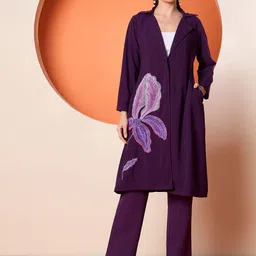 Antheaa Embroidered Coat & Trouser Co-Ords-34