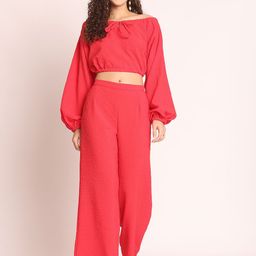 EROTISSCH Textured Boat Neck Top & Palazzos-image-41