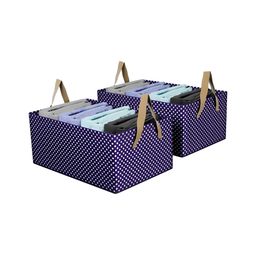 Aura Blue & White 2 Pieces Printed Cloth Storage Box-11
