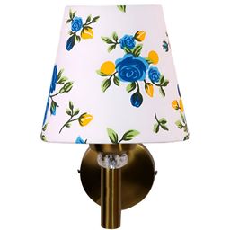 Devansh White & Blue Printed Wall Lamp With Shade-14
