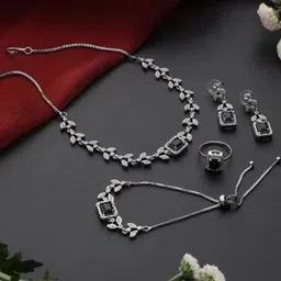 TIYARA Silver-Plated Brass Jewellery Set-29