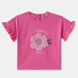 R&B Floral Print Flutter Sleeve Cotton Top-picture-34