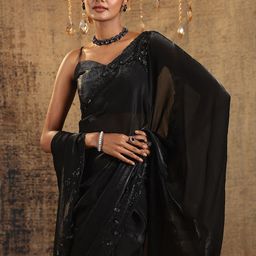 Libas Beads and Stones Satin Saree-image-3