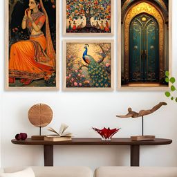 Kotart Brown & Red 4 Pieces Traditional Wooden Wall Arts-picture-22