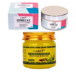 CARET ORGANIC Set Of 2 Vitamin E Radiance Cream - 50 g & Kesar Aloevera Gel - 100 g-1