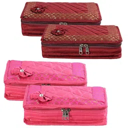 Kuber Industries Maroon & Pink 4 Pieces 7 Compartments Bow Jewellery Organisers-5