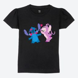 Wear Your Mind Girls Lilo & Stitch Graphic Printed Round Neck Cotton T-shirt-image-35