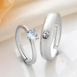 JOKER & WITCH Unisex Set Of 2 Stones Studded Simon & Blue Lifetime Diamond Couple Rings-image-84