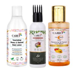 CARET ORGANIC Set of 3 Lotion, Onion Seed Hair Oil & Vitamin C Papaya Face Wash-46