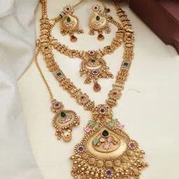 DEWENWILS Gold-Plated Stones Studded & Beaded Jewellery Set-picture-12