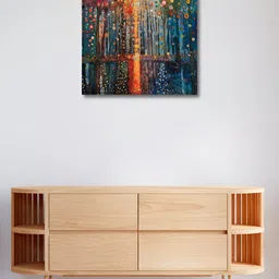 OLIVE TREE Blue & Gold-Toned 1 Piece Canvas Abstract Wall Paintings-image-48