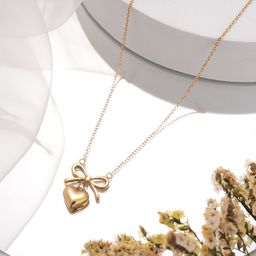 Aadvik Designs Stainless Steel Gold-Plated Heart Shaped Pendant With Chain-image-25
