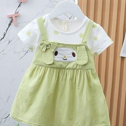 YK Girls Self Design Round Neck A-Line Dress-38