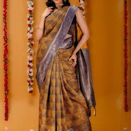 RUNAYA NX Woven Design Zari Silk Blend Banarasi Saree-image-75