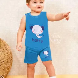 Kwitchy Kids Printed Round Neck Pure Cotton T-Shirt With Shorts-14