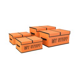 Aura Orange 4 Pieces My Stuff-Printed Double Lid 2 Compartments Drawer Organisers-15