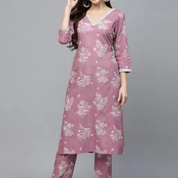 PRISCA Adults-Women Pink Kurta Sets-picture-37