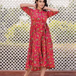 KALINI Floral Print Puff Sleeve Maxi Dress-image-89