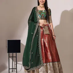 Fabcartz Semi-Stitched Lehenga & Unstitched Blouse With Dupatta-picture-46