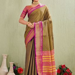 CaniBani Pink Silk Cotton Woven Design Kanjeevaram Sarees-picture-29