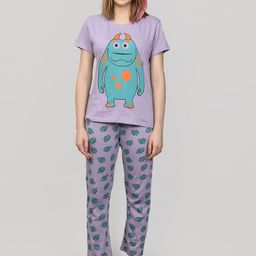 evolove Women Abstract Printed Pure Cotton Night suit-image-11