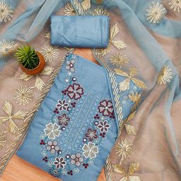 KALINI Embroidered Organza Unstitched Dress Material-image-73
