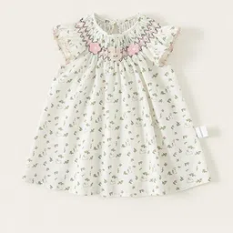 LULU & SKY Girls Floral Print Applique Flutter Sleeve Cotton A-Line Dress-picture-20