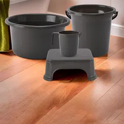 RUBOXA Black 4 piece Solid Plastic Bath Accessories Set-image-13