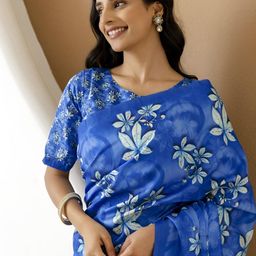 Mitera Floral Printed Saree With Unstitched Blouse Piece-picture-25