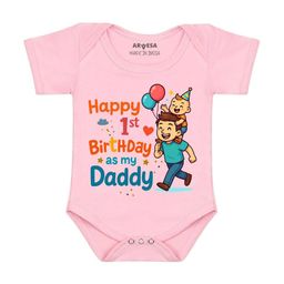 Arvesa Papa First Birthday With Me Printed Bodusuit-image-73