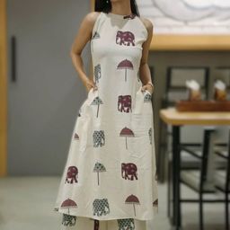 GoSriKi Women Ethnic Motifs Printed A-Line Kurta with Palazzo-picture-14