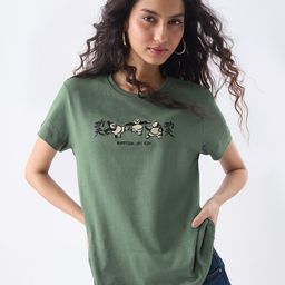 The Souled Store Women Kung Fu Panda Typography Printed Round Neck Cotton T-shirt-picture-38