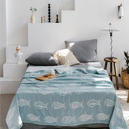 JC HOME Blue & White Cartoon Characters AC Room 350 GSM Single Bed Quilt-image-66