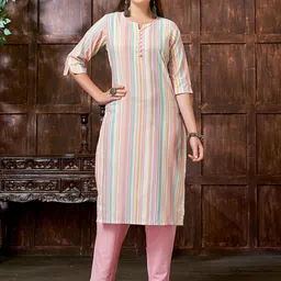 DIVASTRI Women Regular Thread Work Kurta with Trousers-image-58