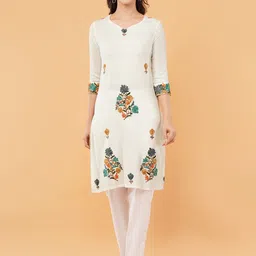 Kala Maison Women Floral Embroidered Straight Kurta-15