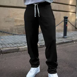 Powerlook Men Black Knitted Regular Fit Mid-Rise Cotton Track Pant-image-25