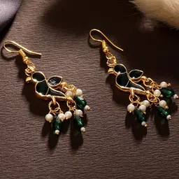 Stefan Gold-Plated Pearls Beaded Peacock Shaped Drop Earrings-picture-28