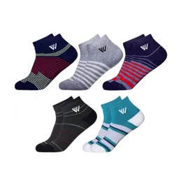 Winget Pack Of 5 Striped Cotton Ankle Length Socks-image-7