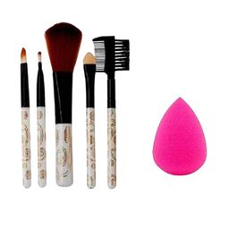 skrynnzer Set Of 6 Makeup Brushes With Beauty Blender-13
