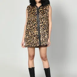 Fashion Gaiia Women Animal Skin Printed Longline Jacket-image-47