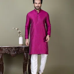 DEVOILER Men Jacquard Kurta-image-59