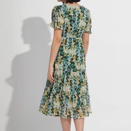 all about you Women Abstract Printed Puff Sleeve Tiered Fit & Flare Midi Dress-picture-14