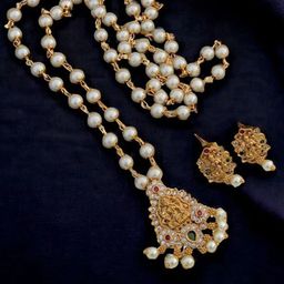 Rujve Jewellery Gold-PlatedStone-Studded & Beaded Jewellery Set-image-63