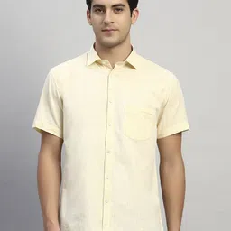 Cantabil Short Sleeves Linen Casual Shirt-image-48