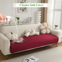 HOKIPO Maroon Polyester 1 Piece Sofa Cover-image-76