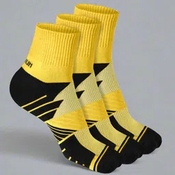 Heelium Unisex Pack Of 3 Striped Above Ankle Length 3X Tougher & Durable Athletic Socks-35