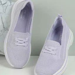 Metro Women Woven Design Suede Slip-On Sneakers-41