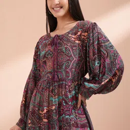 Vishudh Women Ethnic Motifs Printed Fit & Flare Dress-picture-7