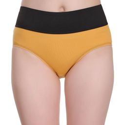 Selfcare Women Yellow Solid High Rise Cotton Hipster Panty-image-25